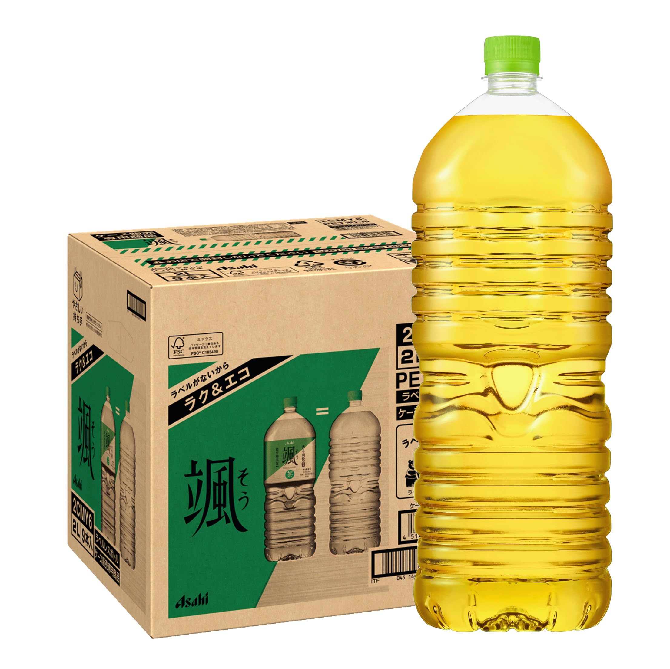 

Asahi Soft Drinks Hayate Бутылка без этикетки 2 л x 9 бутылок [Чай] [Зеленый чай]