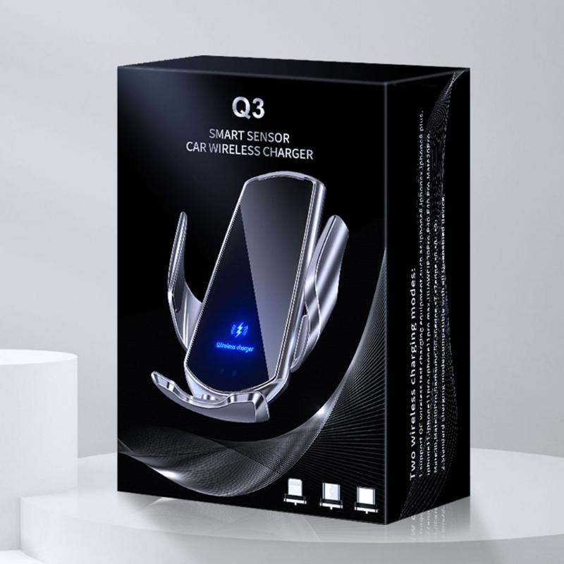 Suporte automotivo premium para celular, carregador sem fio, abertura por indução, fechamento de navegação, estrutura de fixação, suporte automático