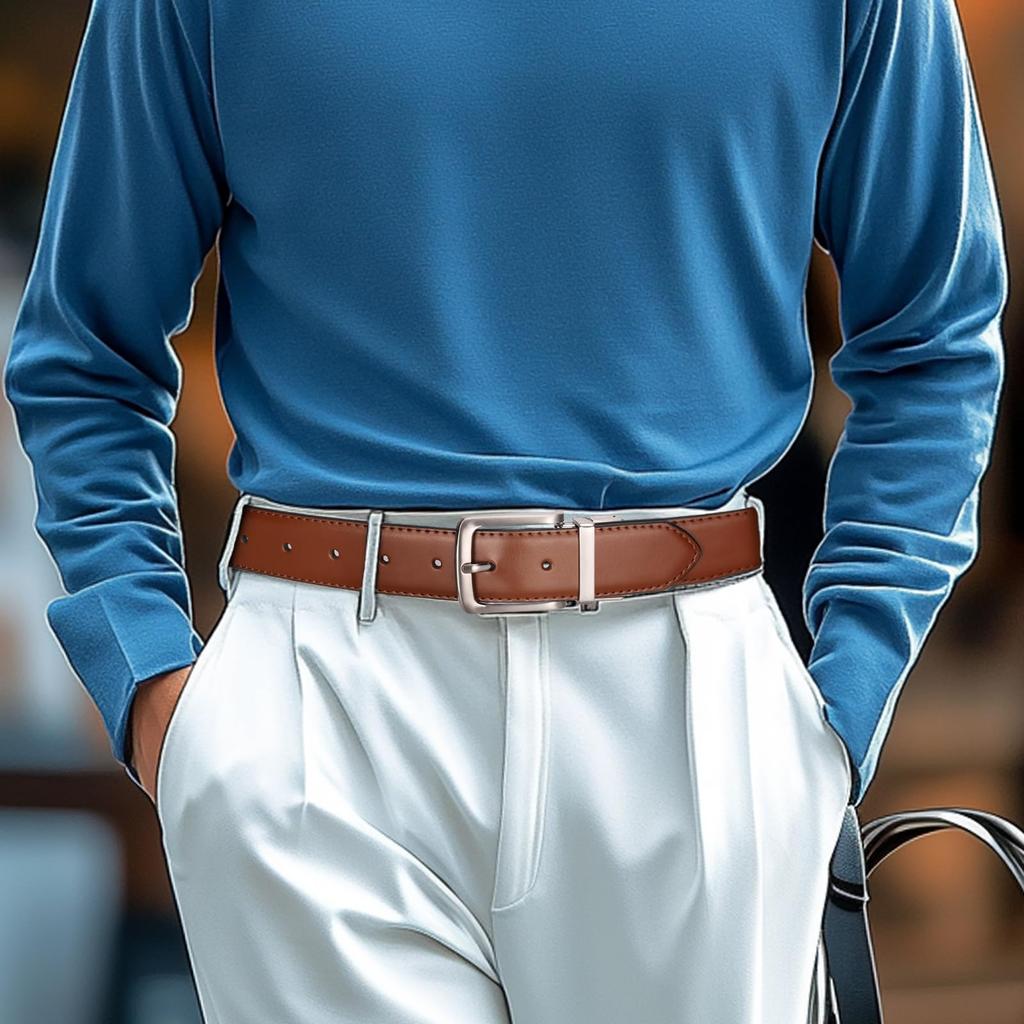 [maikun] Men's Genuine Leather Belt, Business Belt, Suit Belt, Long Belt, Stylish, Casual, Plus Size 130cm