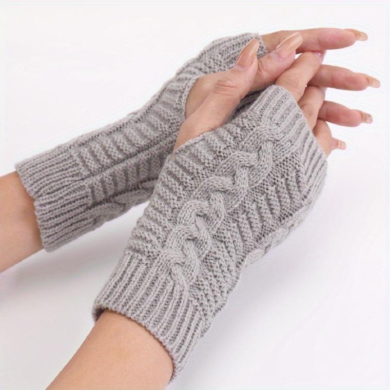 1 Pair Short Fashion Knitted Twist Gloves, Finger Warm Gloves - Suitable for All Men and Women In Autumn and Winter