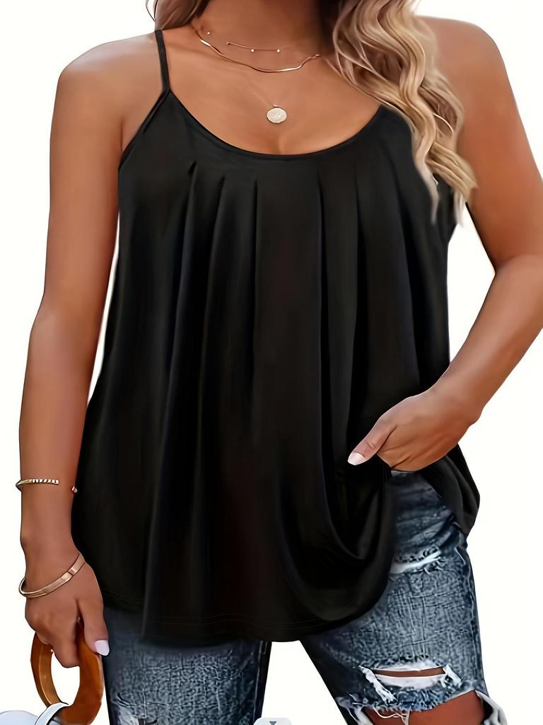 Damen Plissiertes Sommer-Tanktop mit Spaghettiträgern 2025
