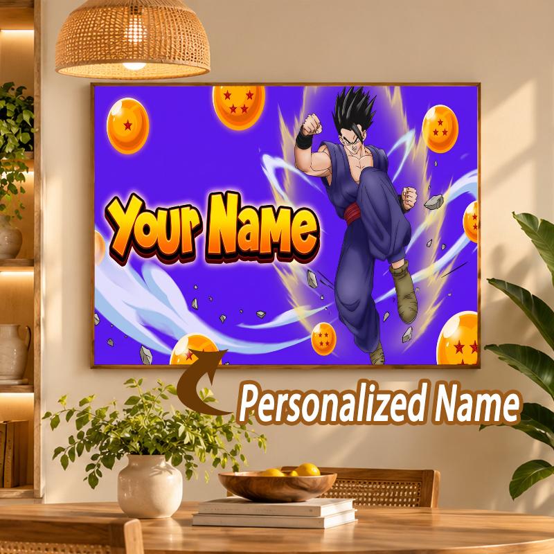 Dragon Ball Gohan Custom Name Diamond Painting Personalized 5D Full Drill DIY Diamond Art Home Decor