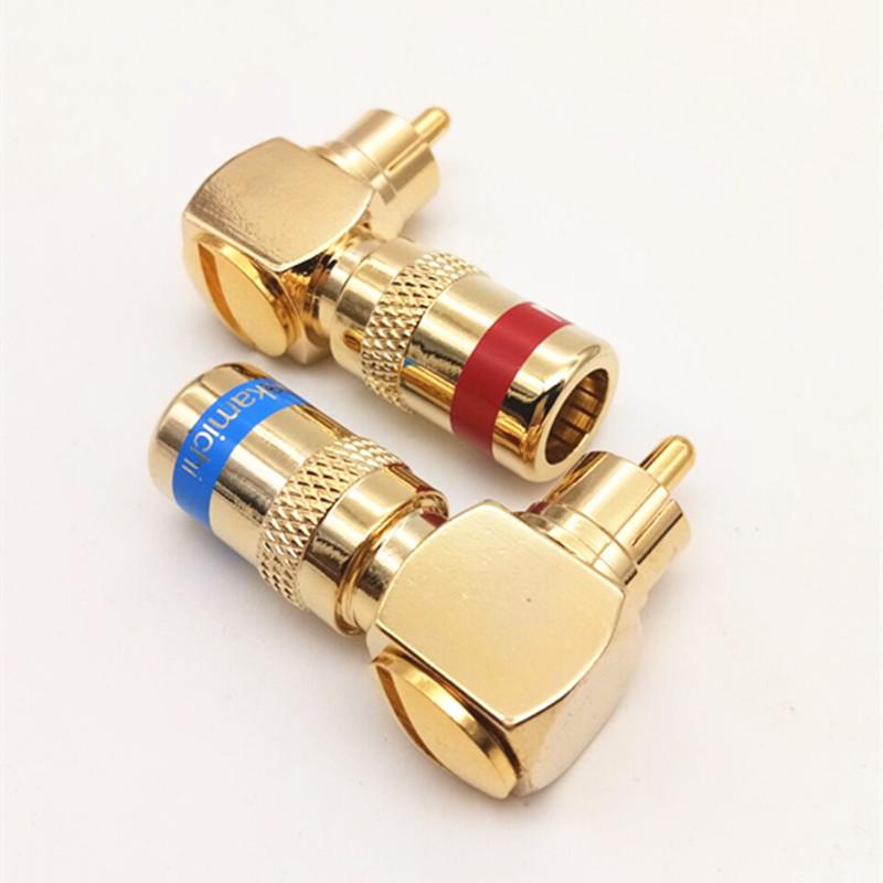 Middle Way Pure Copper 90° L-Shaped RCA Lotus Elbow AV Cable Plug Terminal
