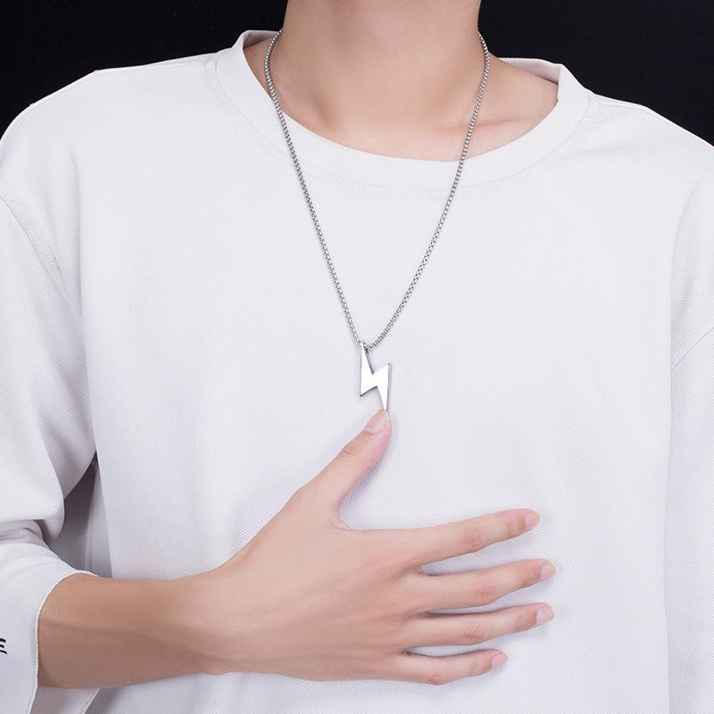 Stainless Steel Lightning Charm Necklaces For Men Boyfriend Gifts Versatile Fashion Jewelry