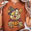 Comfort Colors Winnie the Pooh Halloween Shirt, Patchwork Bear Pumpkin Tee