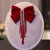 Neuer roter Kristallschleifen-Kopfschmuck für Damen Braut Verlobung Hochzeit Haarnadel Haarspange Koreanische Mode High-End Haaraccessoires