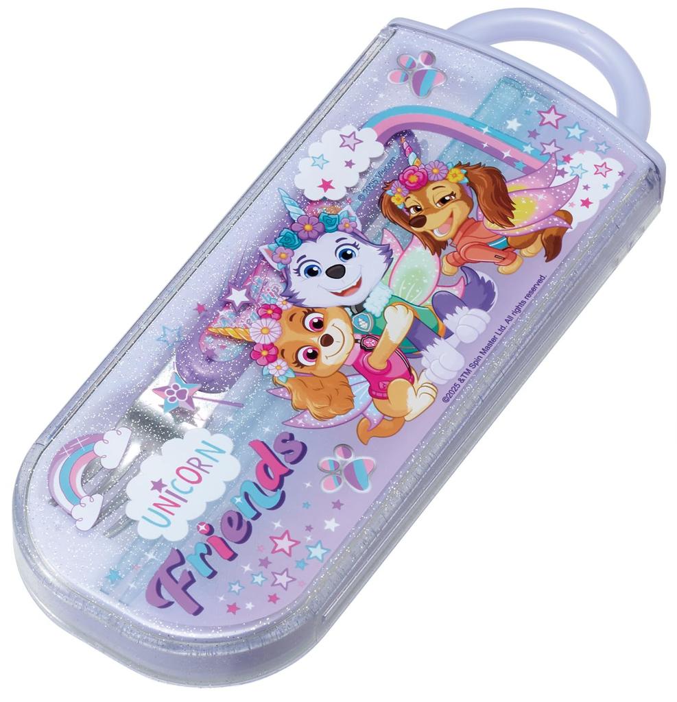 Skater Bento Chopsticks for Trio Set Paw Patrol Kids, (Chopsticks, Spoon, Fork, 16.5cm), Unicorn, Girl, TACC2-A