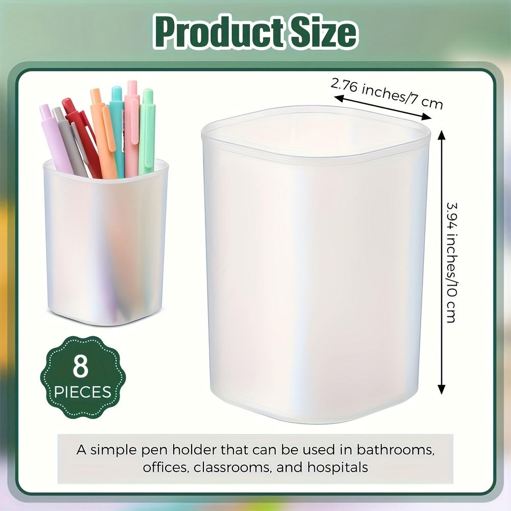 8pcs Transparent Plastic Pen Holders - Desk Organizers with Matte Finish, Lightweight & Portable Pen Pencil Markers Holders