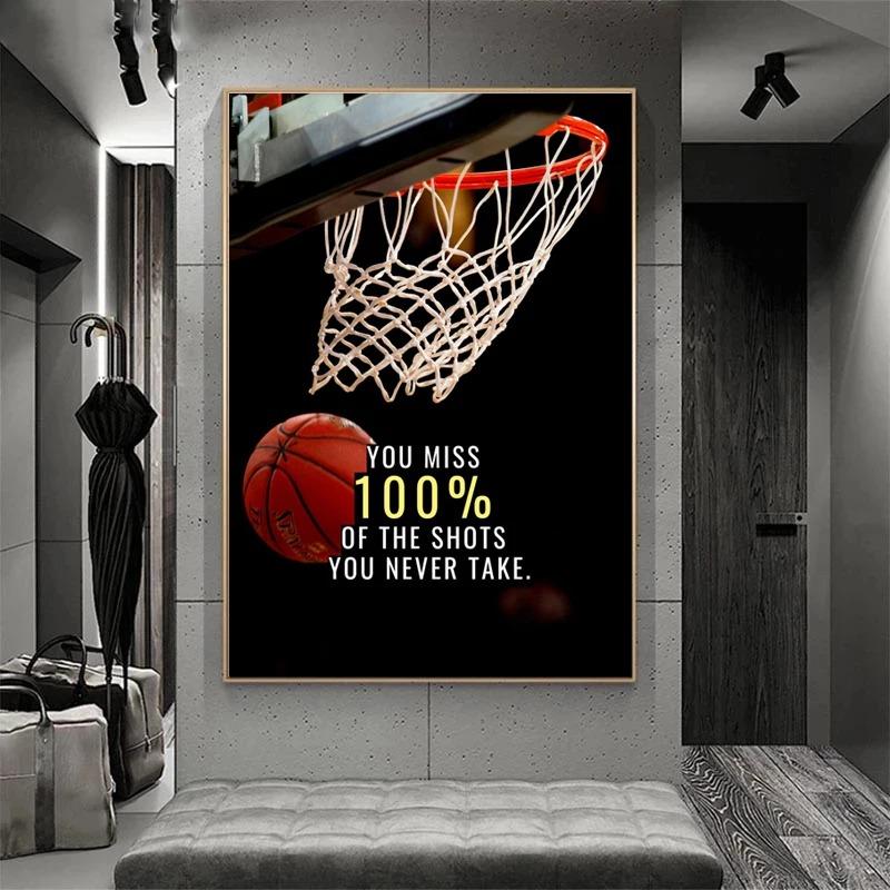 Basketball Player Canvas Painting Basketball Dream Inspirational Quotes Posters and Prints Wall Art for Living Room Home Decor