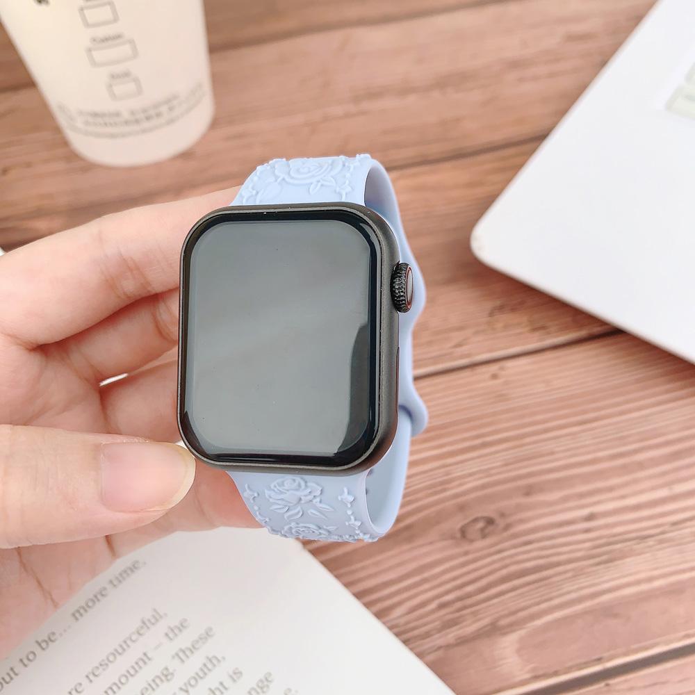 Engraved Strap for Apple watch band 45mm 44mm 42mm 49mm 40mm 41mm Silicone Bracelet Correa iWatch Series 8 9 7 6 5 4 3 Ultra SE