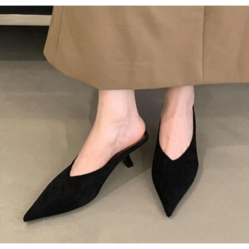 Fashion New Style Luxury Women's Shallow Slingbacks Women Pumps Slipper Street Style Pointed Toe Party Mules Female Shoes Zapatos Mujer