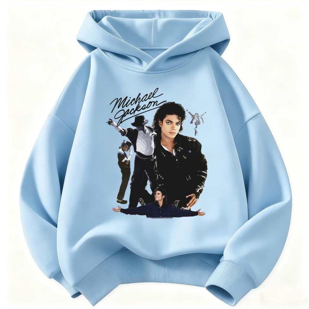 Felpa con Cappuccio Stampa Michael Jackson per Bambini 2026 – Calda Felpa con Grafica Icona Pop Stile Retro Autunno/Inverno per Bambini e Bambine