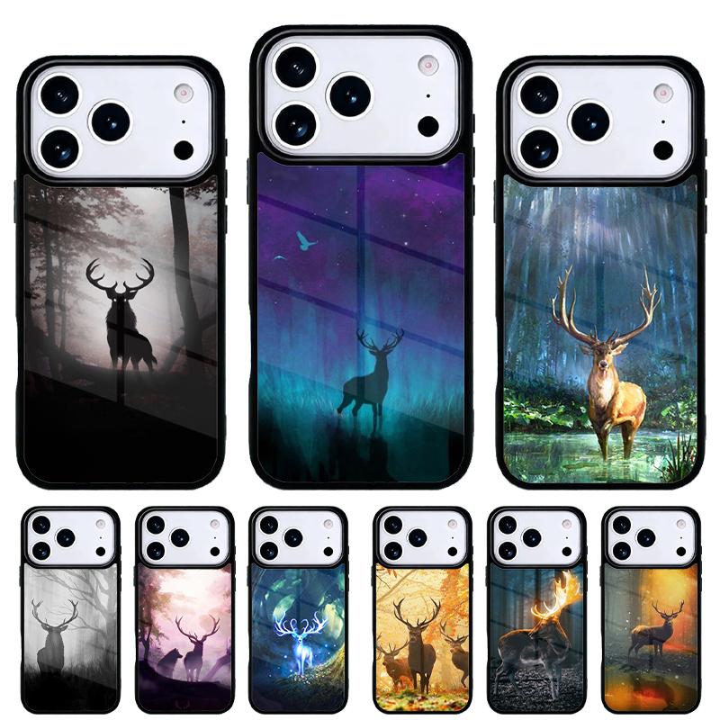 Animal Deer Art Phone Case for iPhone 17 16 15 14 13 Pro Max Back Cover for 12 11 Pro Coque