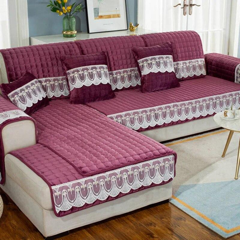 

Плюшевый чехол для дивана, утепленный бархатный чехол для дивана, нескользящий чехол для сиденья, универсальный однотонный теплый чехол для дивана, полотенца 70x70cm 1pc