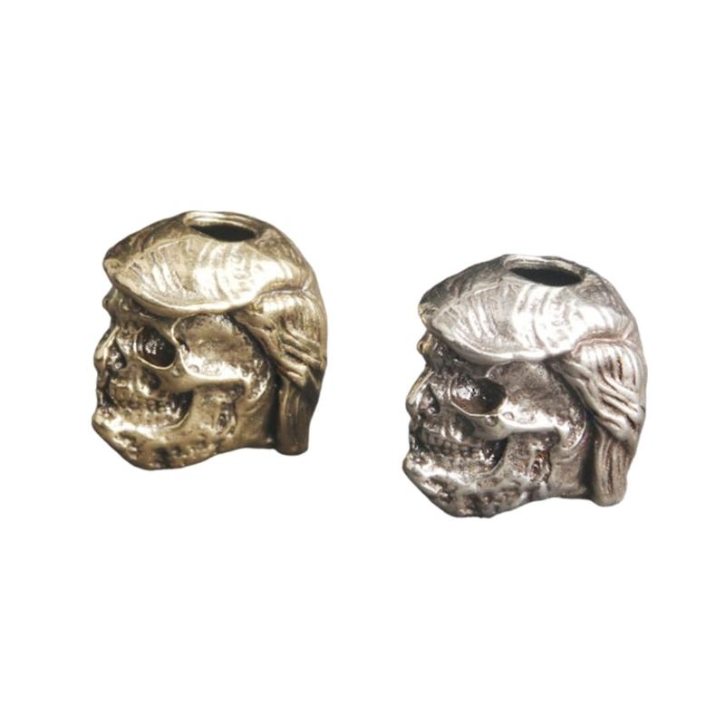 Brass Skull Charm Skull Jewelry Pendant Bead Charm Lanyard Bead Brass Texture Suitable for Bracelets and Keychains