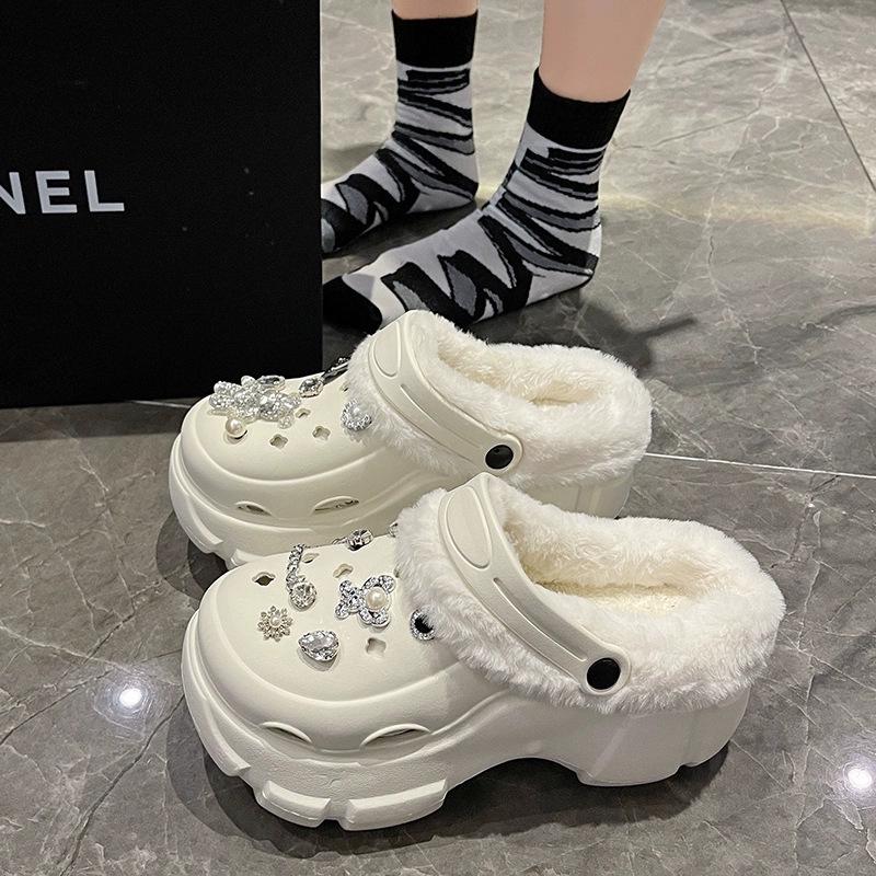 Damskie zimowe buty bawełniane na grubej podeszwie, ocieplane polarem, antypoślizgowe, podwyższające, codzienne