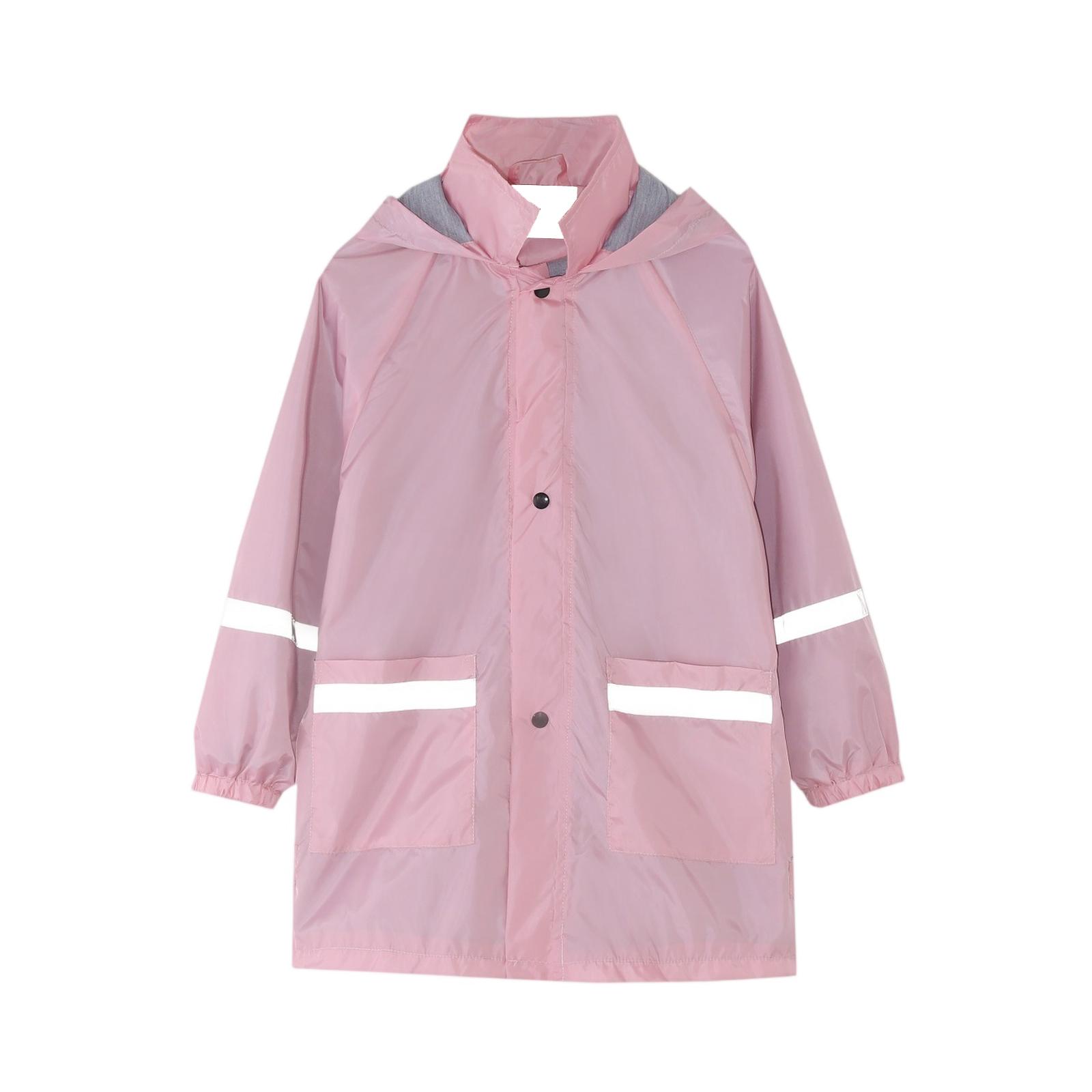 

Kids Raincoat - Solid Color Hooded Outdoor Jacket 130 розовый