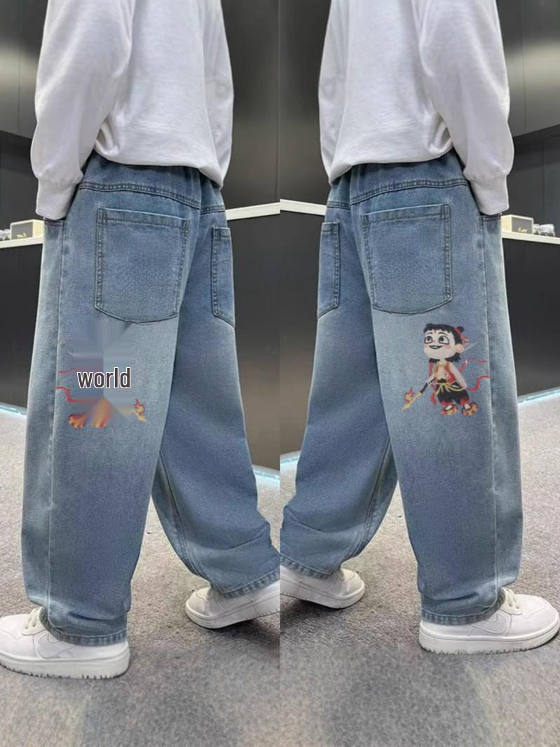 Zhongda Boys  Versatile Loose-Fit Jeans: Super Soft, Stylish, Perfect for Spring & Autumn 120cm
