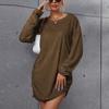 Womens Sweater Dress Long Sleeve Casual Jumper Sweater Dress Loose Plus Size Plush Warm Autumn Winter Dresses