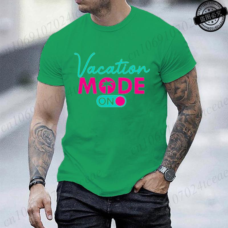Vacation Mode On Printed Women Mens TShirt Oversized Travel Graphic Tees TShirts for Women Tees Streetwear Short Sleeve