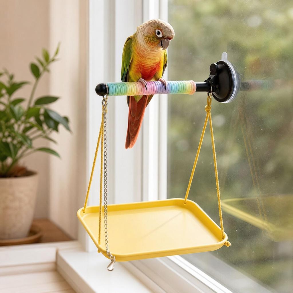 Stand with Suction Cup, Droppings Catcher and -Fly Tether for Birds