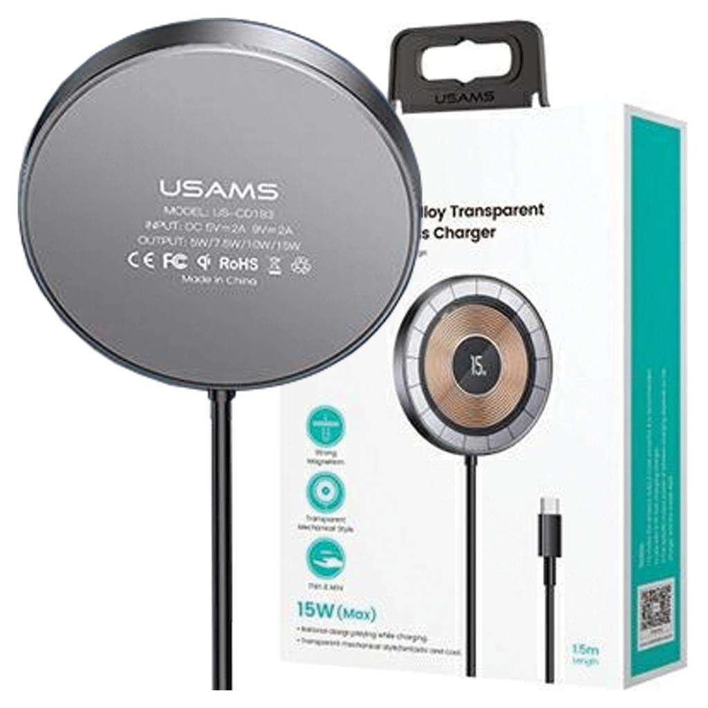 Usams Ład. Indukcyjna Us-Cd183 Magnetic15W Aluminium Czarny/Black Cd183Cdx01