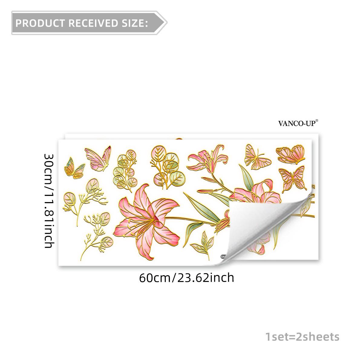 

Da13505 Creative Pink Flower Butterfly Static Window Sticker Bedroom Living Room Home Background Decorative Wall Sticker