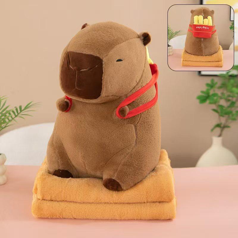 Kapibala Capybara Ugly Cute Doll Kapibala Car Office Air Conditioning Pillow Quilt Nap Blanket Two-in-One