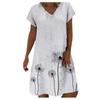 Loose Fit Mid-Length Dress with Off Shoulder Design and Printed Pattern Casual Summer Beachwear for Women