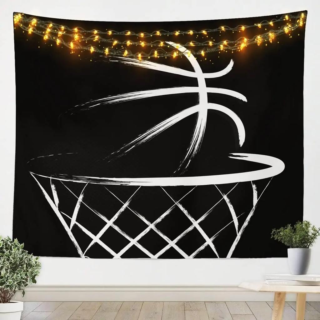 Sports Theme Tapestry for Teen Boys Gift Basketball Tapestry 3D Print Ball Games Wall Hanging For Bedroom Living Room Dorm Decor
