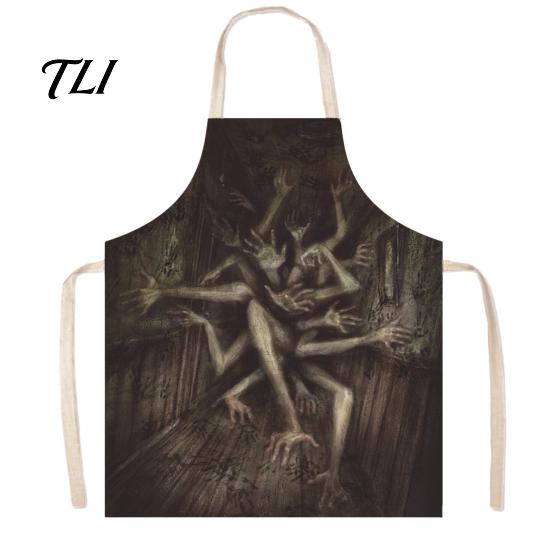Novelty Barbecue Apron Halloween Butcher with Realistic Blood Stain, Washable Protective Work Apron, Creepy Horror Costume Prop for Cosplay