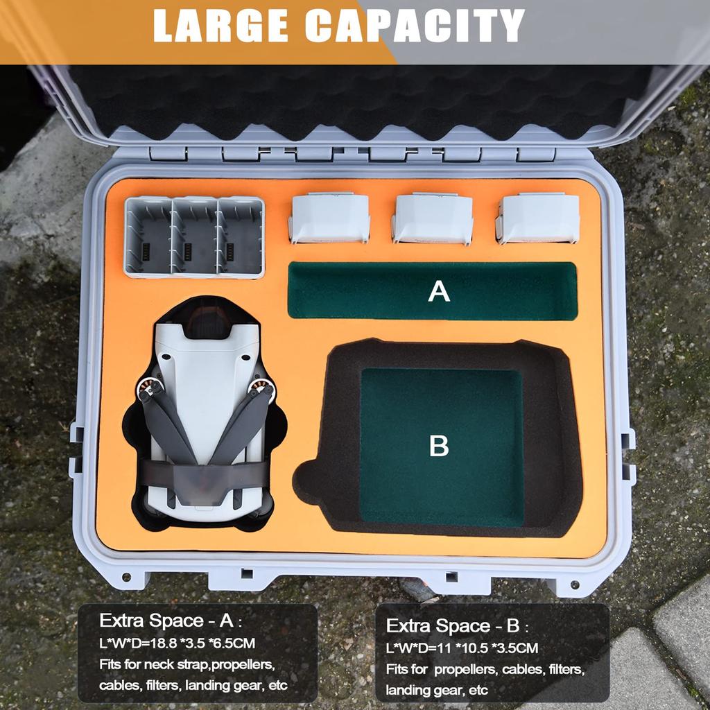 Twardy futerał dla DJI Mini 3 Pro/Mini 3, Wodoodporny, odporny na nacisk futerał do przenoszenia akcesoriów DJI Mini 3 Pro/Mini 3