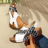 Fashion Mix Color Leopard Wedge Sandals for Women 2025 Summer Comfort Non Slip Beach Shoes Woman Lightweight Casual Sandalias De Mujer