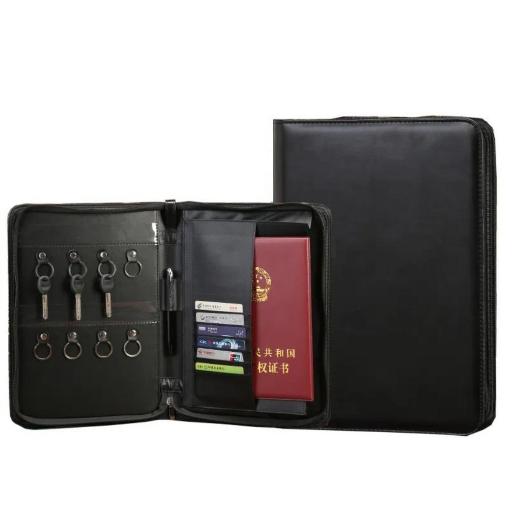 PU Leather A4 File Folder with Zipper A4 Document Folder Interview Resume Binder  Student Dormitory