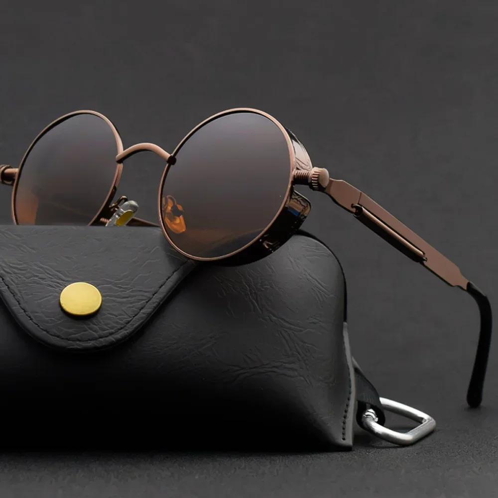Round Sunglasses Man Gothic Steampunk Sun Glasses for Women Brand Designer Vintage Fashion Metal Shades Eyewear