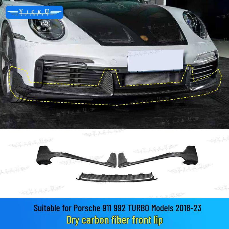 SD Style Dry Carbon Fiber Aerodynamic Kit for Porsche 911 992 Turbo: Front Lip, Rear Lip, Side Skirts, Rear Spoiler