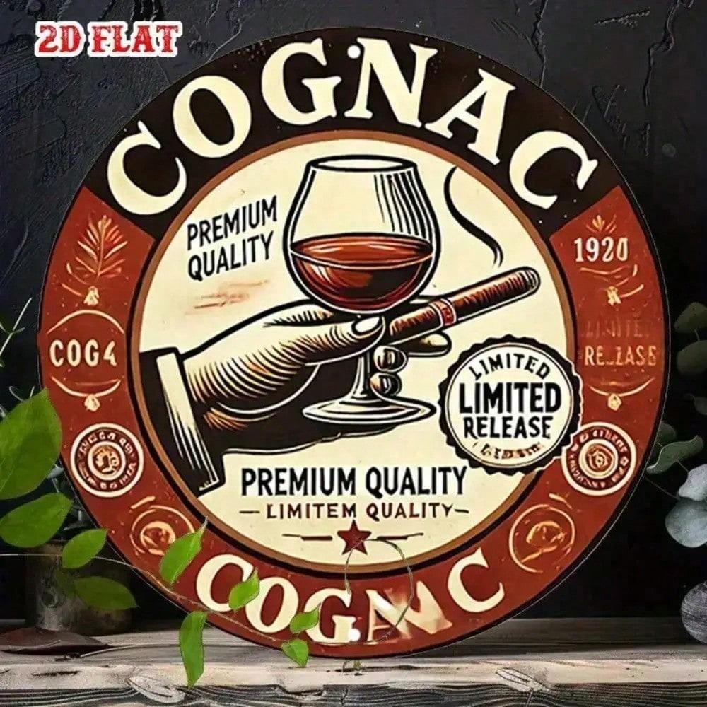 

8 Inch Round Vintage Metal Tin Sign Retro Cognac Brandy Bar Pub Wall Art Home Decor різнокольоровий