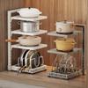 Kitchen Pot Holder Under Sink Multi-Layer Metal Storage Rack Snap-On Adjustable Pot Storage Rack Pots and Pans Storage Racks