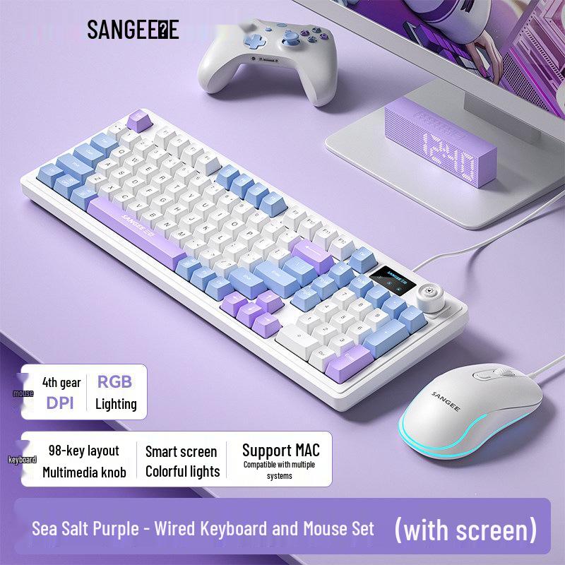 Three Giants Wired Gaming Keyboard & Mouse Set - Mechanical Feel, High Aesthetic Value for Esports, Laptop, & Office Use