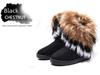 Damen Mid-Calf Schneestiefel mit Fuchsfellbesatz - Winter Baumwollfutter