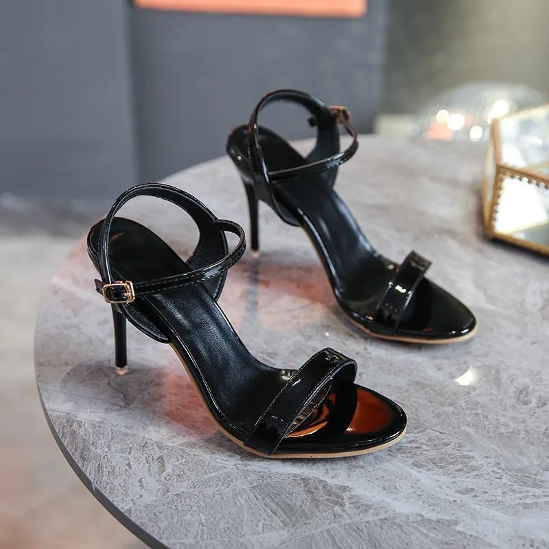 fashion Large Size High-heeled Pink Sandals for Women Summer Fish Mouth Stiletto Buckle One-word Strap Open Toe Sandals