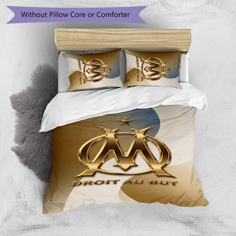 Olympique Lyonnais FC Printed 3PCS Bedding Set Breathable Duvet Cover with Pillowcases Decorative Bed Linen for Bedroom Home
