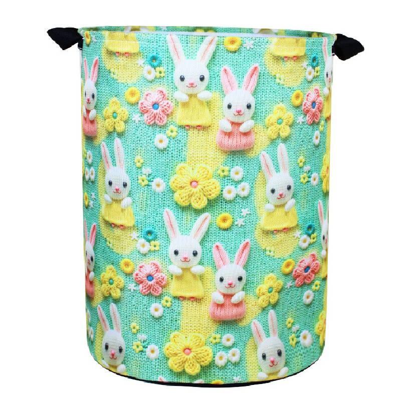 Butterfly Elephant Rabbit Bear Flower 3d Print Cylinder Clothes Basket Storage