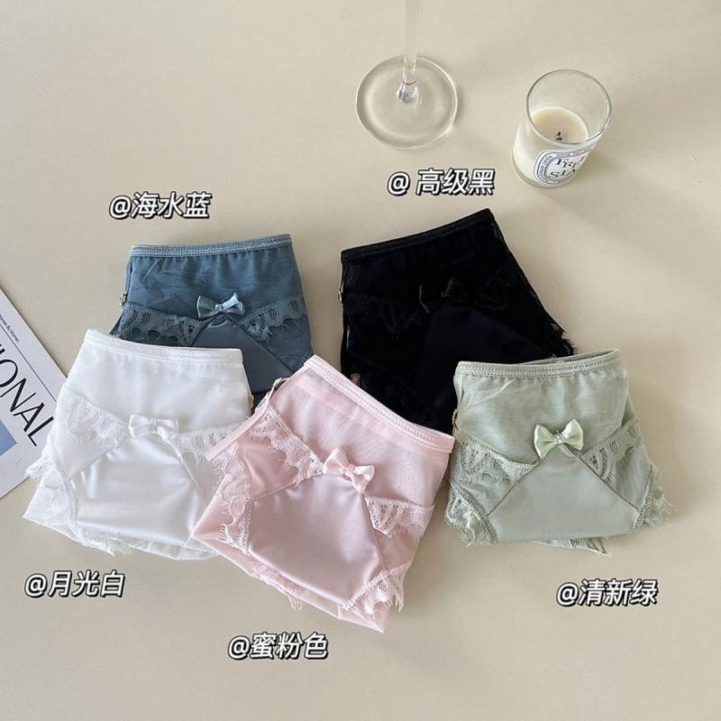 Female Summer Thin Style Lace Mesh Cotton Bottom Crotch Close Skin Triangle Briefs