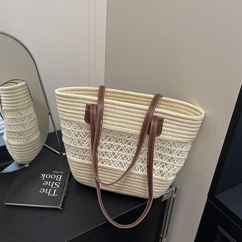 Summer's New Silk Scarf Handbag Is Popular Today, Large-capacity Woven Shoulder Underarm Cabbage Basket Tote Bag