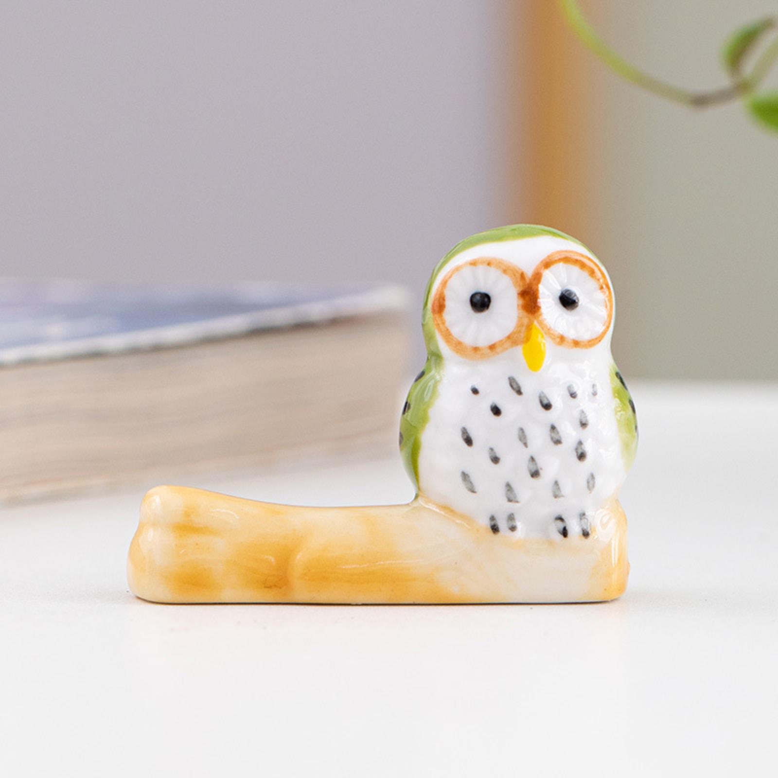 

Милая Сова Подставка для Палочек Керамическая Подставка для Палочек Двух Цветов Предмет Декора для Дома зелёный