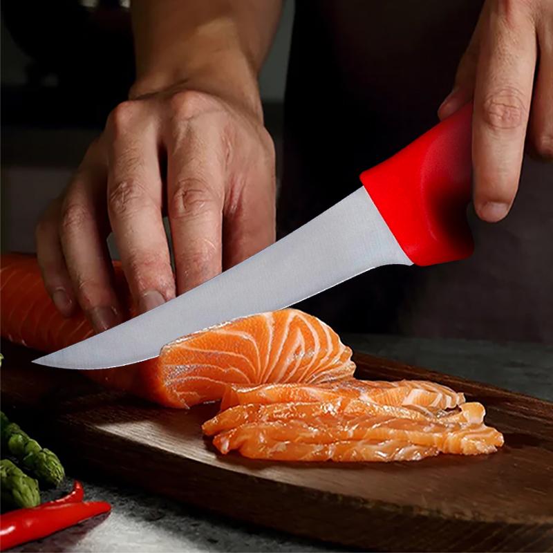 Red Boning Knife Professional Meat Dividing Boning Butcher Meat Slicing Knife Sharp Stainless Steel Compact and Easy To Use Peeling Knife