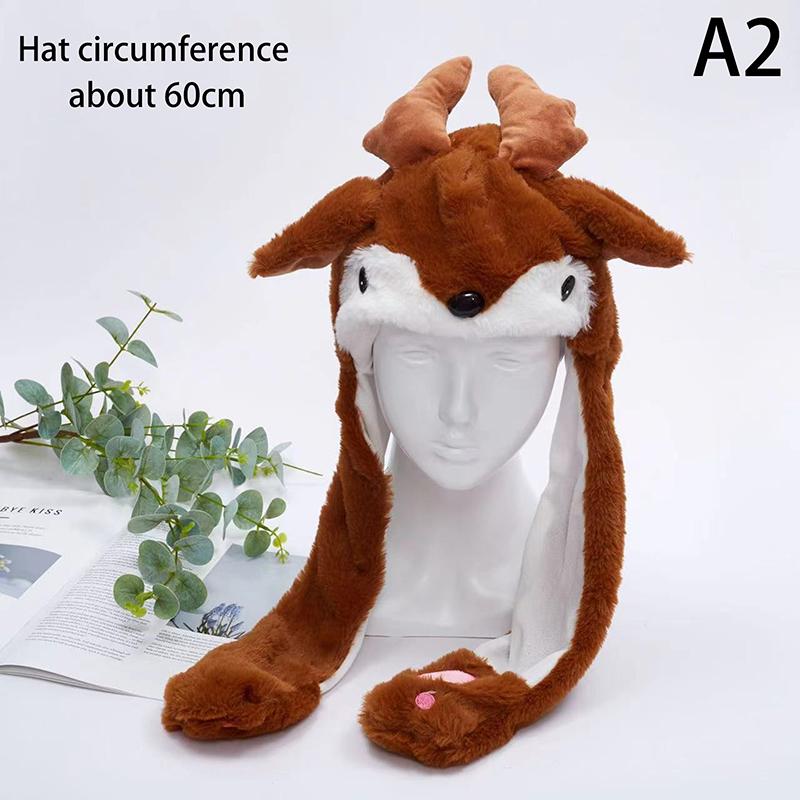 Vtipné vánoční halloweenské plyšové čepice s jelenem, dýní, Santa Clausem, duchem, zvířaty, ušima, pohyblivými plyšovými čepicemi pro chlapce a dívky, vánoční dárky