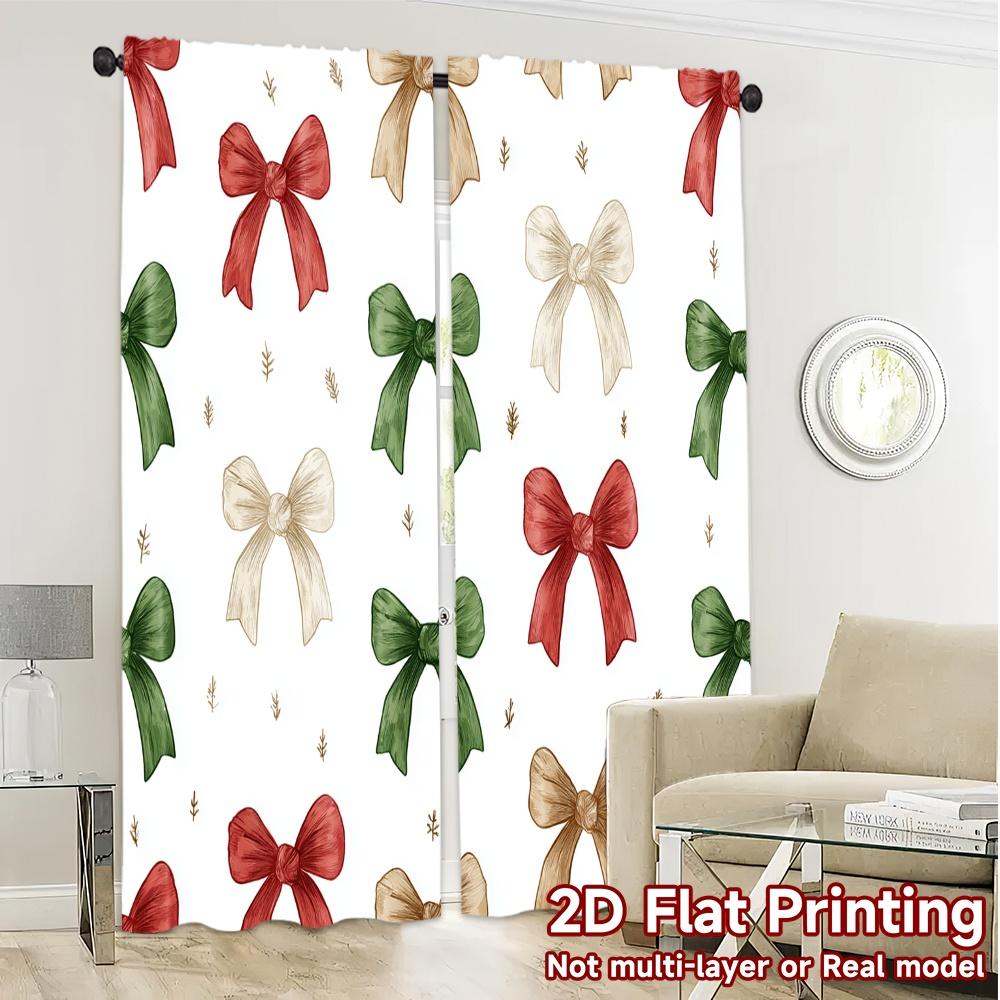 2D Flat Printing  JIT 2pcs   Curtains (Without Rod) Festive Ribbons Chic Curtains Fabric Curtains Thermal Insulation   and Room