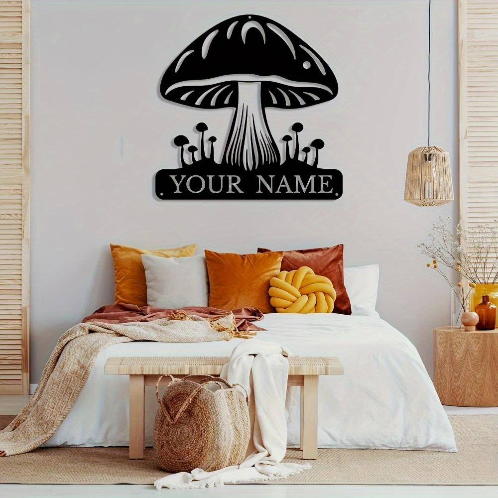 Metal Wall Art Mushroom Decor Personalized Monogram Porch Outdoor Hanging